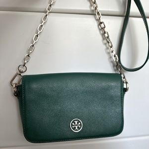 Tory Burch Robinson Chain Crossbody Green Leather